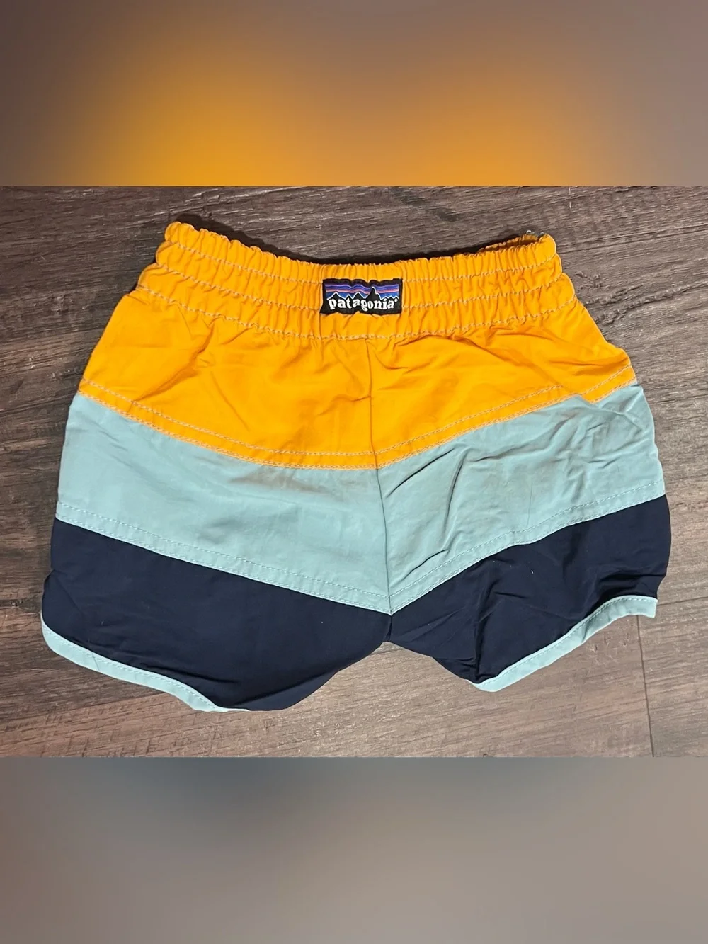 Patagonia Colorblock Swim Shorts - Orange/Light Blue/Navy